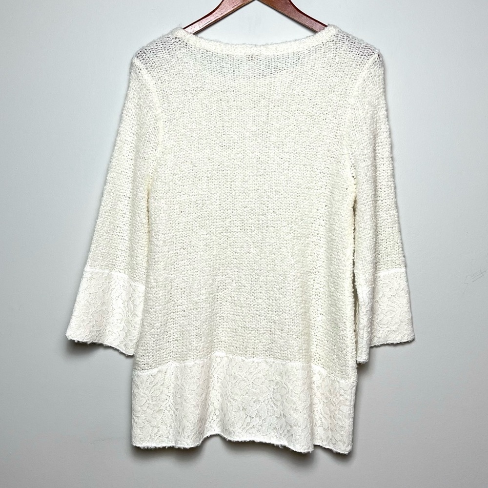Chico’s NEW Jasmine Lace Trim Wool Blend Pullover Sweater Sz M - Picture 7 of 11